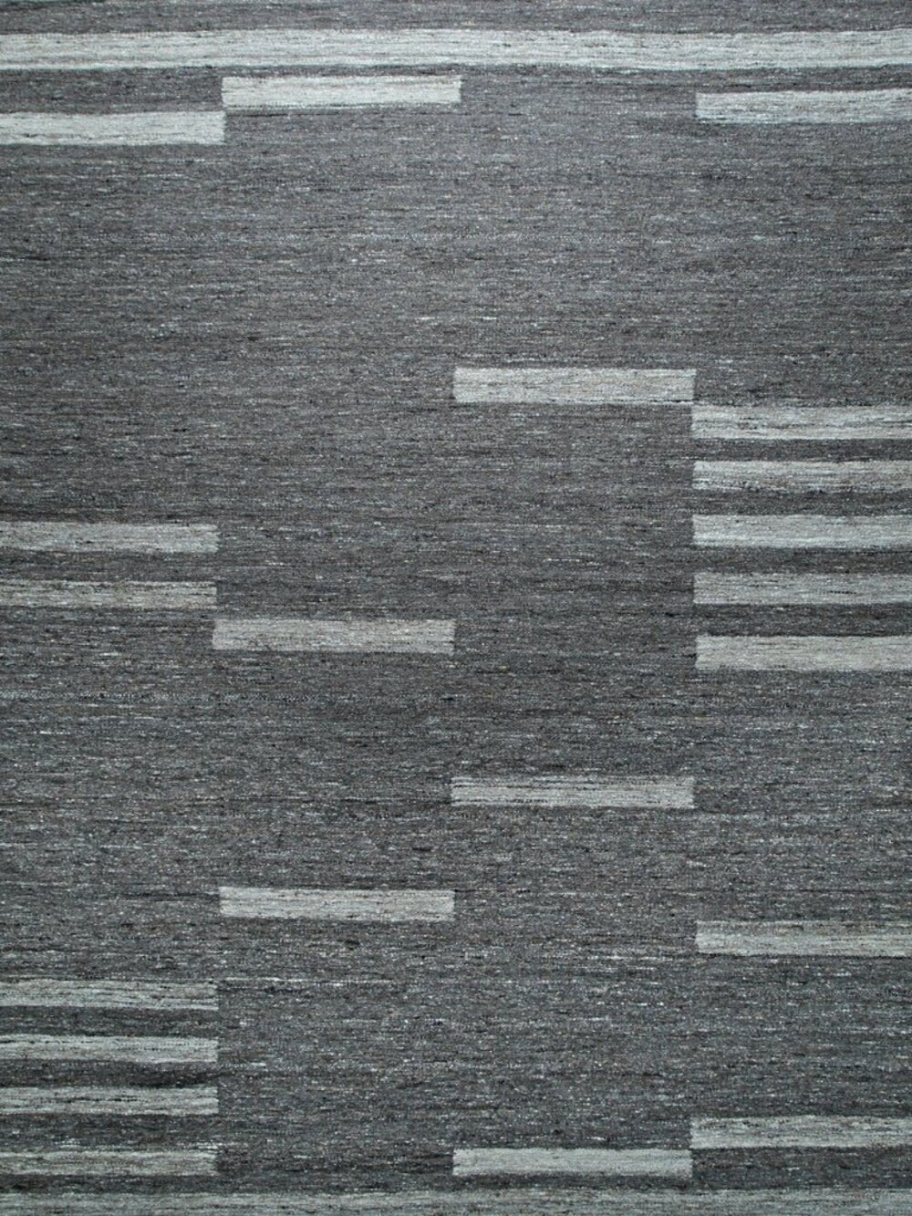 Charcoal Gray Ivory Flatweave Wool Area Rug 4' x 6' Modern Handmade